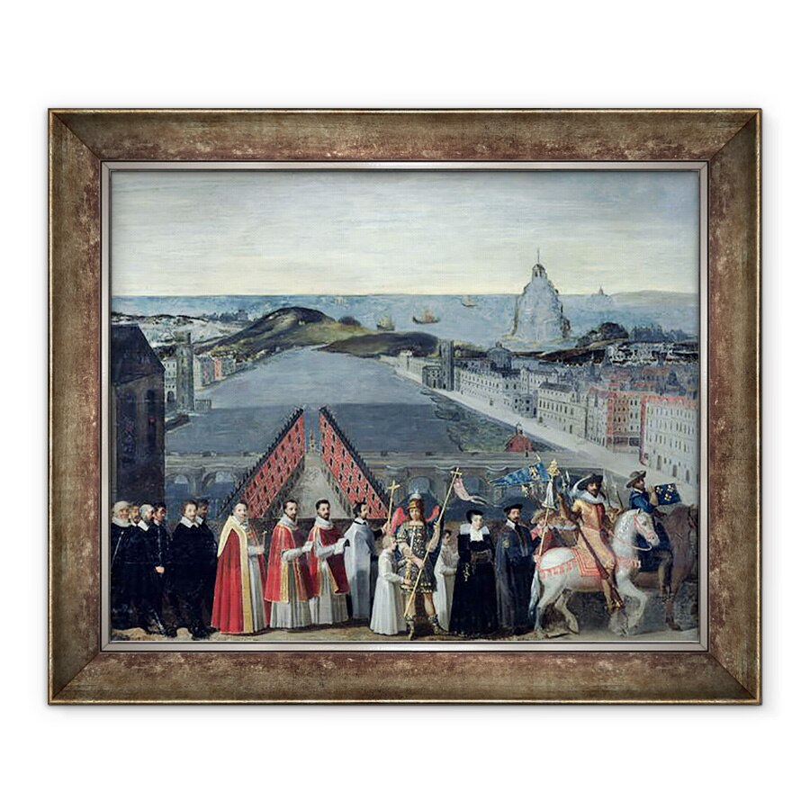 Tablou inramat - Scoala Franceza - Procesiunea Fratiei Saint-Michel in 1615, 70 x 85 cm