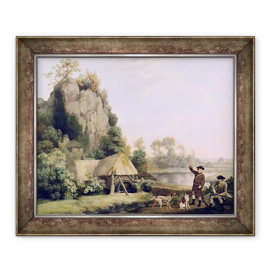 Tablou inramat - George Stubbs - Doi domni vor trage, cu o vedere spre Creswell Crags, 90 x 110 cm