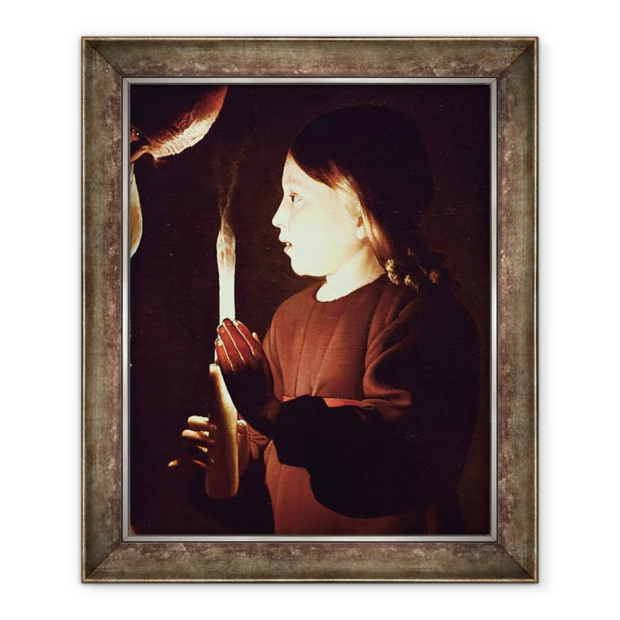 Tablou inramat - Georges de la Tour - Sfantul Iosif Dulgherul, detaliu al Pruncului Hristos, 70 x 85 cm