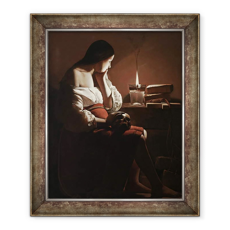 Tablou inramat - Georges de la Tour - Magdalen cu flacara de fumat, 90 x 110 cm