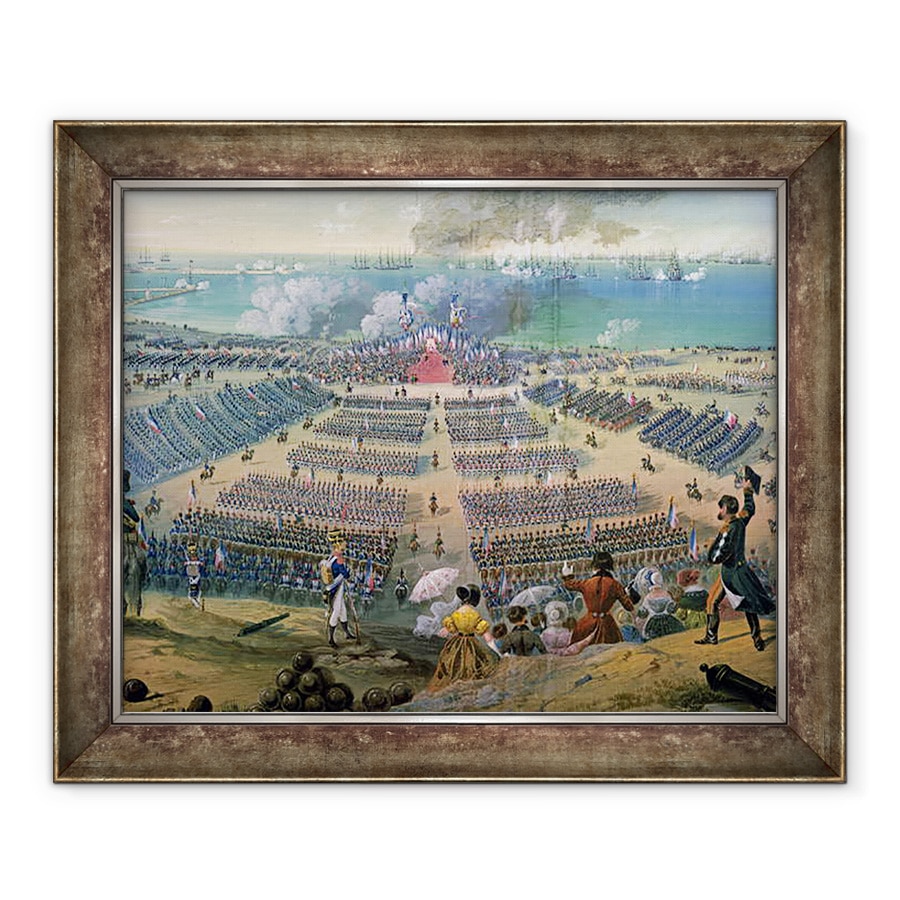 Tablou inramat - Scoala Franceza - Inspectarea trupelor de la Boulogne, 90 x 110 cm