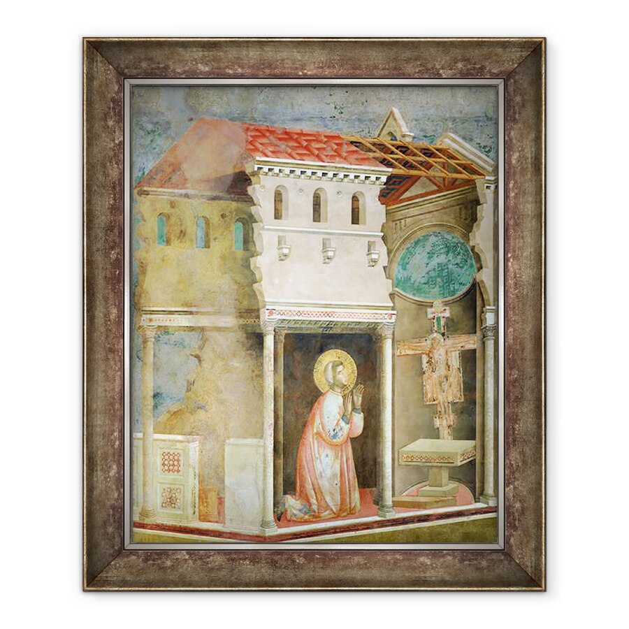 Tablou inramat - Giotto di Bondone - Sfantul Francisc se roaga in Biserica San Damiano, 90 x 110 cm