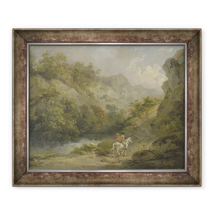 Tablou inramat - George Morland - Peisaj stancos cu doi barbati pe un cal, 70 x 85 cm