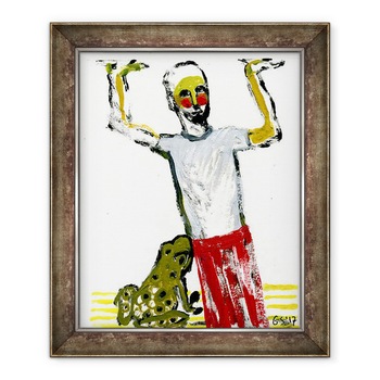 Tablou inramat - Gigi Sudbury - Am facut spatiu pentru broasca verde, 2017, 90 x 110 cm Tablou inramat - Gigi Sudbury - Am facut spatiu pentru broasca verde, 2017, 90 x 110 cm