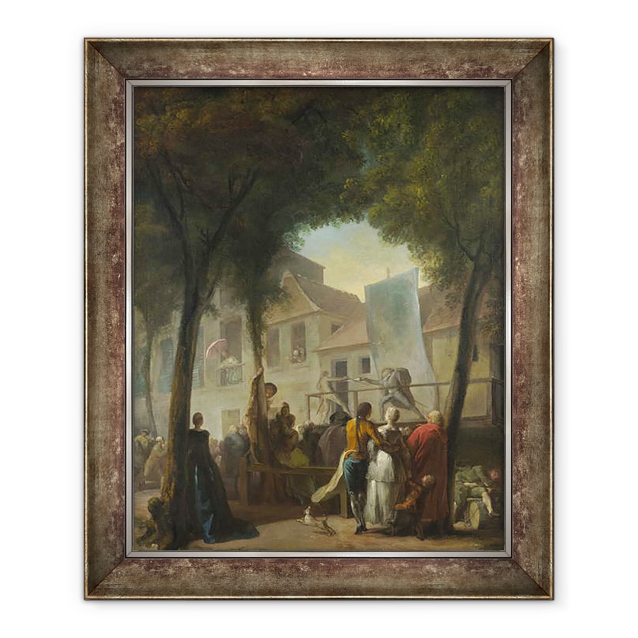 Tablou inramat - Gabriel de Saint-Aubin - Un spectacol de strada in Paris, 90 x 110 cm