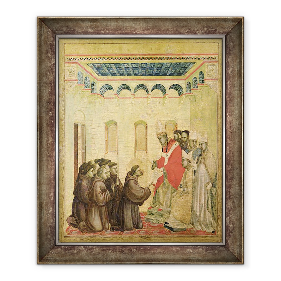 Tablou inramat - Giotto di Bondone - Papa Inocent III 1160-1216 Aprobarea Regulii, de la panoul predella de la Sf. Francisc Primirea Stigmatelor, 90 x 110 cm