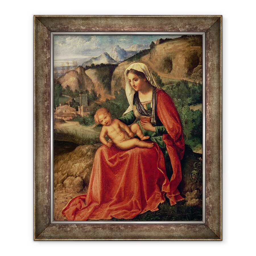 Tablou inramat - Giorgione - Fecioara si Copil intr-un peisaj, 90 x 110 cm