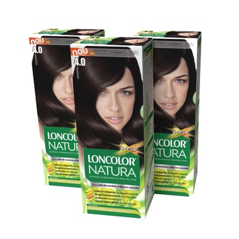 Pachet promo: 3 x Vopsea de par permanenta Loncolor Natura 4.0 - Castaniu, 300 ml Pachet promo: 3 x Vopsea de par permanenta Loncolor Natura 4.0 - Castaniu, 300 ml