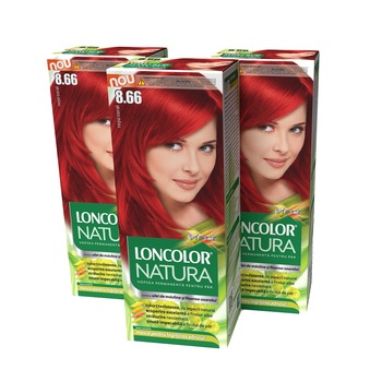 Pachet promo: Vopsea de par permanenta Loncolor Natura 8.66 - Rosu coral, 300 ml x 3 bucati Pachet promo: Vopsea de par permanenta Loncolor Natura 8.66 - Rosu coral, 300 ml x 3 bucati