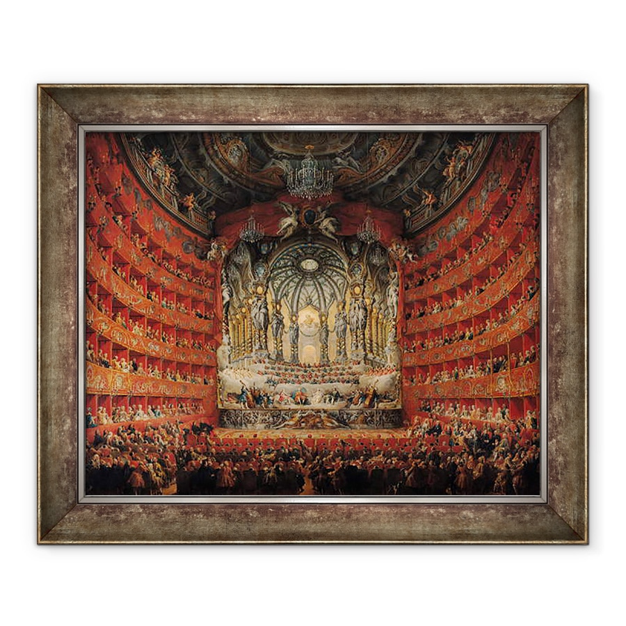 Tablou inramat - Giovanni Paolo Pannini - Concert sustinut de Cardinalul de La Rochefoucauld la Teatrul Argentina din Roma, 90 x 110 cm
