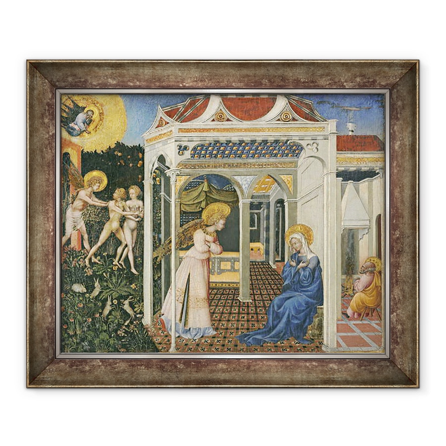 Tablou inramat - Giovanni di Paolo di Grazia - Buna Vestire si Expulzarea din Paradis, 90 x 110 cm