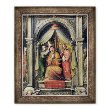 Tablou inramat - Giovanni di Lorenzo Cini - incoronarea Papei Paul al II-lea 1417-71 1534 ulei pe panou, 90 x 110 cm Tablou inramat - Giovanni di Lorenzo Cini - incoronarea Papei Paul al II-lea 1417-71 1534 ulei pe panou, 90 x 110 cm