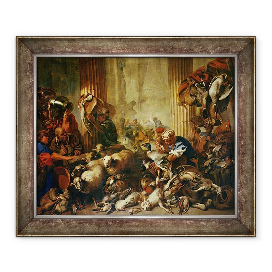Tablou inramat - Giovanni Benedetto Castiglione - Isus i-a alungat pe negustori din templu, 90 x 110 cm