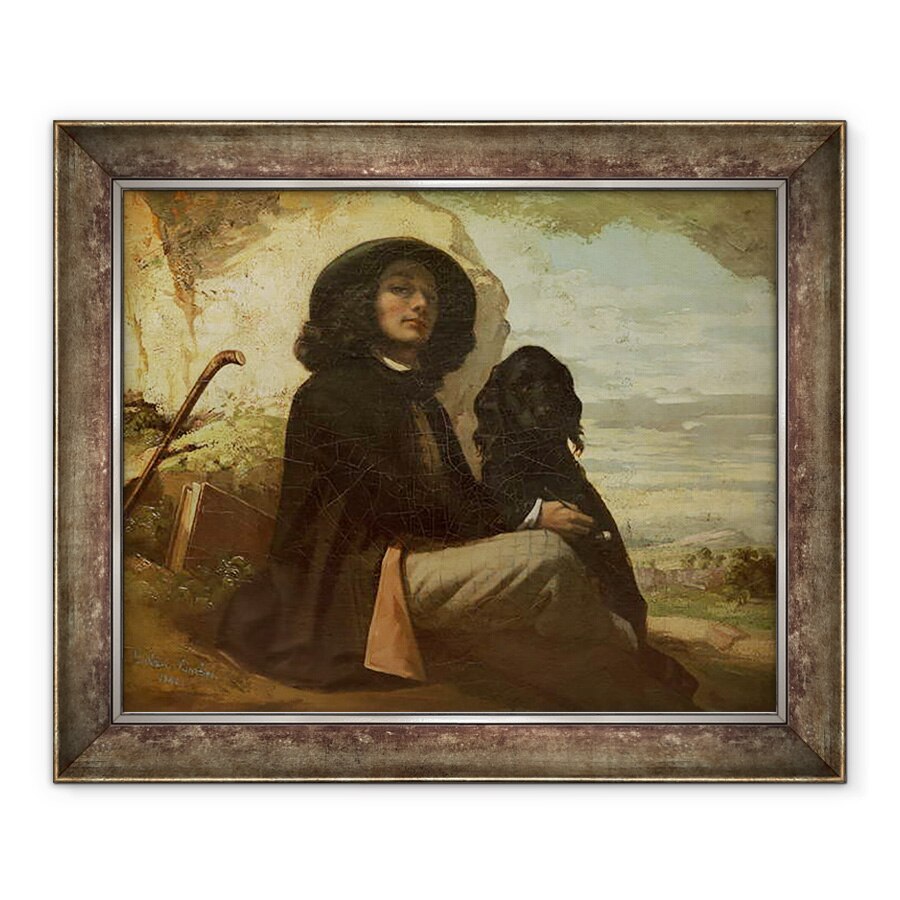 Tablou inramat - Gustave Courbet - Courbet cu cainele sau negru, 70 x 85 cm