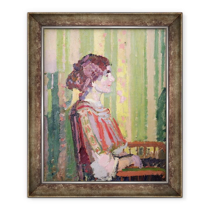 Harold Gilman - Robert Bevan asszony, keretezett kép, 90 x 110 cm