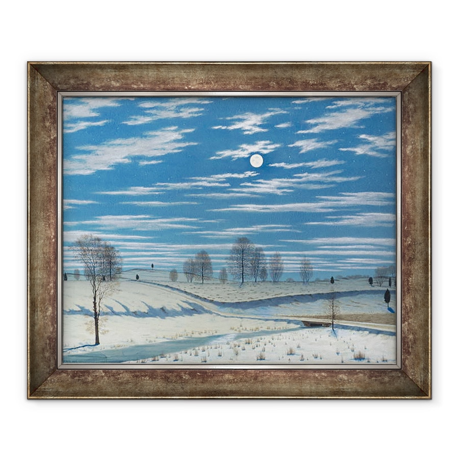 Tablou inramat - Henry Farrer - Scene de iarna in lumina lunii, 70 x 85 cm