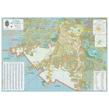 Harta de perete Bucuresti Sector 5 140x100 cm Harta de perete Bucuresti Sector 5 140x100 cm