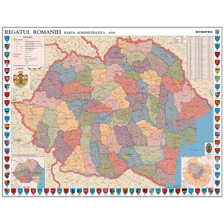 Harta de perete Romania Interbelica 160x120 cm