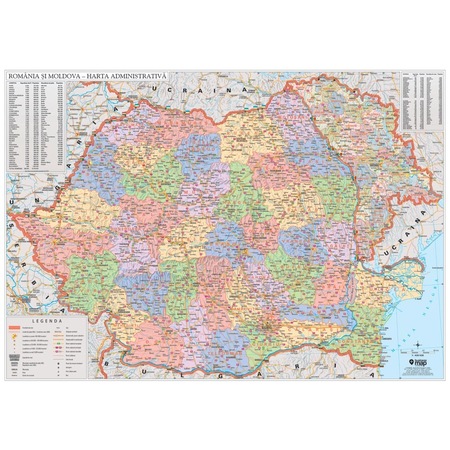 Harta De Perete Administrativa Romania Si Moldova 160x120 Cm Emag Ro