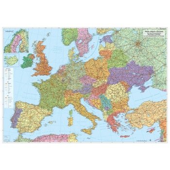 Harta de perete Europa Rutiera 160x120 cm Harta de perete Europa Rutiera 160x120 cm