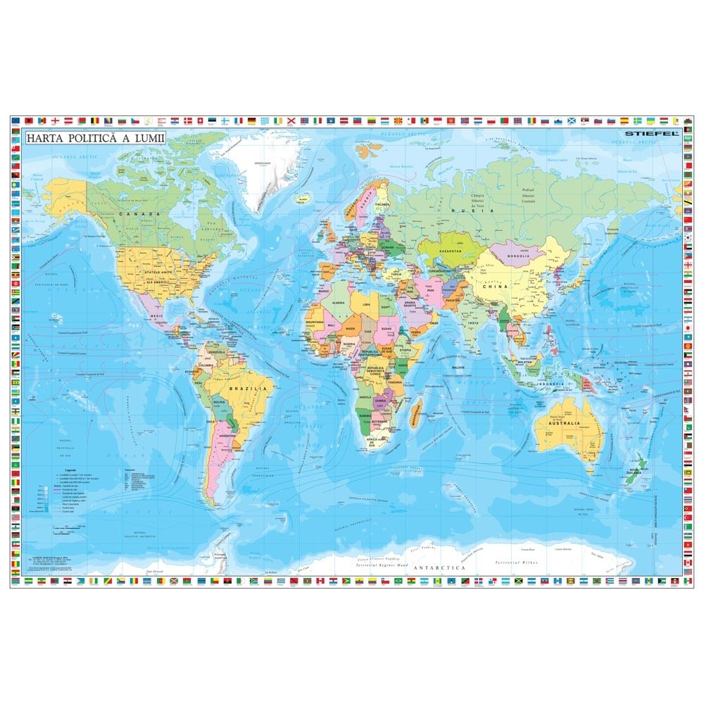 National flag Bot Induce Harta de perete Statele Lumii cu steaguri 200x140 cm - eMAG.ro
