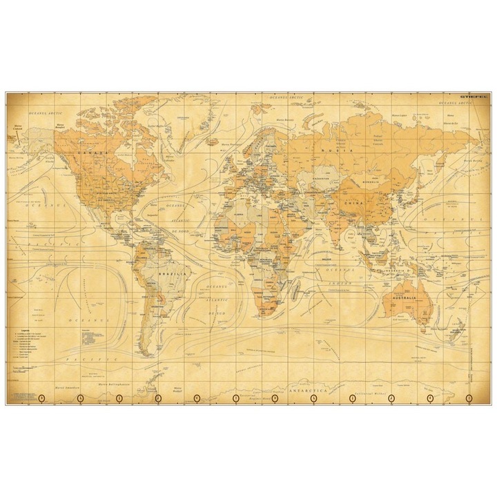 Harta de perete a Lumii Vintage 200x140 cm