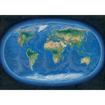 Harta de perete Lumea Panoramica 160x120 cm Harta de perete Lumea Panoramica 160x120 cm