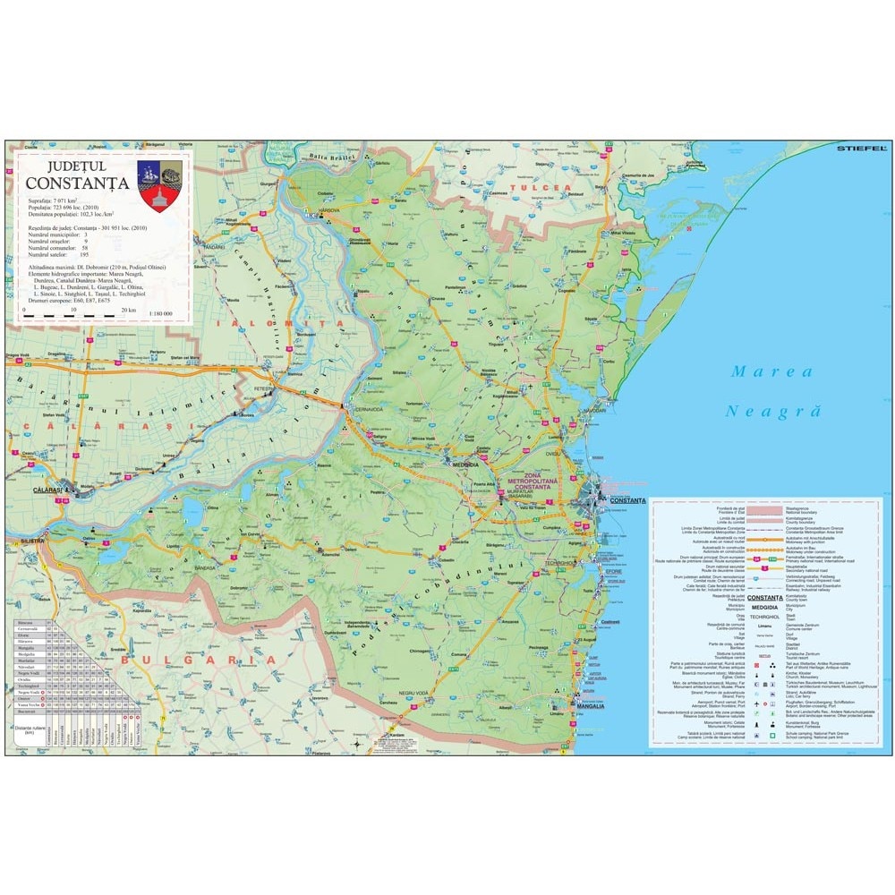 harta administrativa a judetului constanta Harta Judetului Constanta 100x70 cm sipci plastic   eMAG.ro