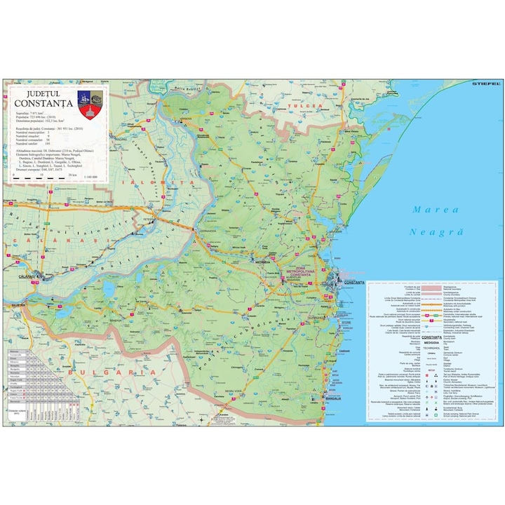 Harta Judetului Constanta 100x70 cm sipci lemn