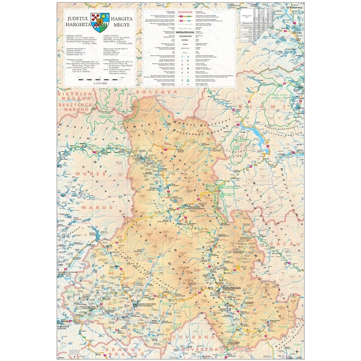 Harta Judetului Harghita 70x100 cm sipci plastic