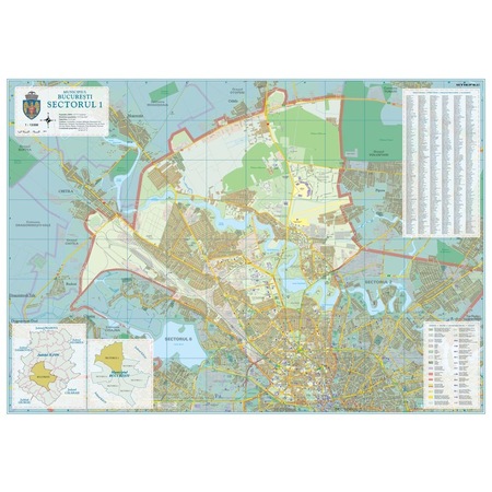 Harta De Perete Bucuresti Sector 1 140x100 Cm Emag Ro
