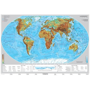 Harta de perete politica si fizica a Lumii 160x120 cm Harta de perete politica si fizica a Lumii 160x120 cm