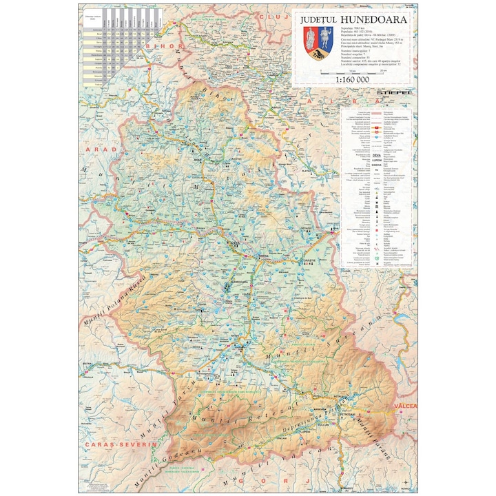 Harta Judetului Hunedoara 70x100 cm sipci lemn