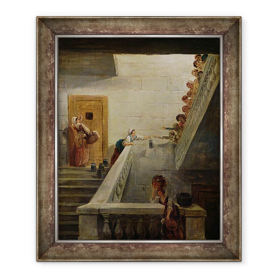 Tablou inramat - Hubert Robert - Distribuirea laptelui la inchisoarea St. Lazare, 90 x 110 cm