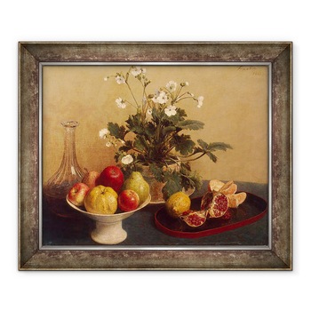 Tablou inramat - Ignace Henri Jean Fantin-Latour - Flori, feluri de mancare cu fructe si carafa, 90 x 110 cm Tablou inramat - Ignace Henri Jean Fantin-Latour - Flori, feluri de mancare cu fructe si carafa, 90 x 110 cm