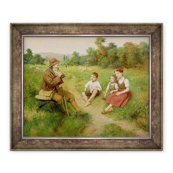 Tablou inramat - J. Alsina - Copii Ascultati un cioban cantand un flaut, 70 x 85 cm Tablou inramat - J. Alsina - Copii Ascultati un cioban cantand un flaut, 70 x 85 cm