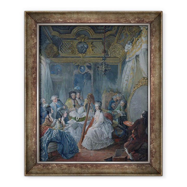 Tablou inramat - Jacques-Fabien Gautier d'Agoty - Marie Antoinette 1755-93 in camera ei de la Versailles in 1777, 50 x 60 cm