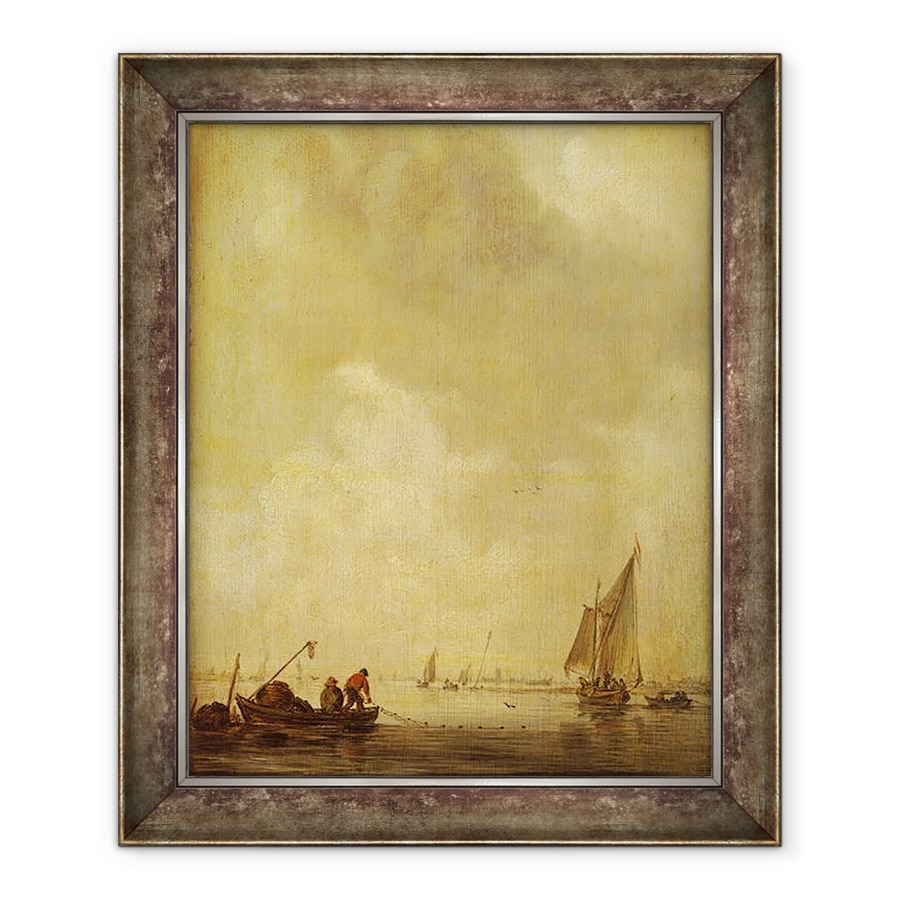 Tablou inramat - Jan Josephsz van Goyen - O scena rau, cu pescarii de stabilire a unui net, 90 x 110 cm