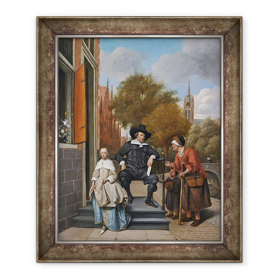 Tablou inramat - Jan Havicksz. Steen - Burgherul din Delft si fiica sa, 70 x 85 cm