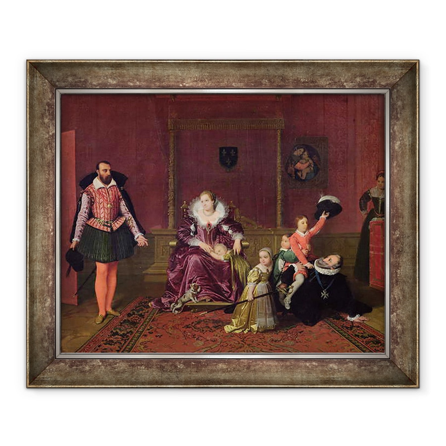 Tablou inramat - Jean Auguste Dominique Ingres - Henri al IV-lea 1553-1610 Regele Frantei si Navarrei Se joaca cu copiii sai ca ambasador al Spaniei isi face intrarea, 90 x 110 cm