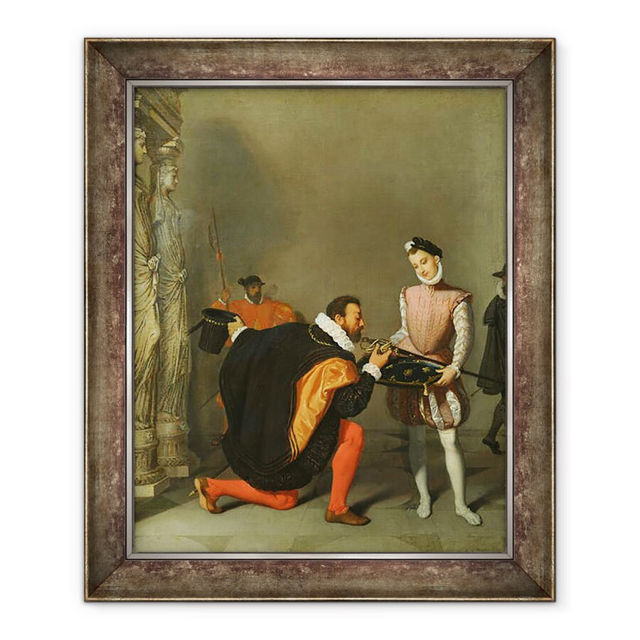 Tablou inramat - Jean Auguste Dominique Ingres - Don Pedro de Toledo 1484-1553 Sarutand Sabia lui Henric al IV-lea 1553-1610 1819, 70 x 85 cm