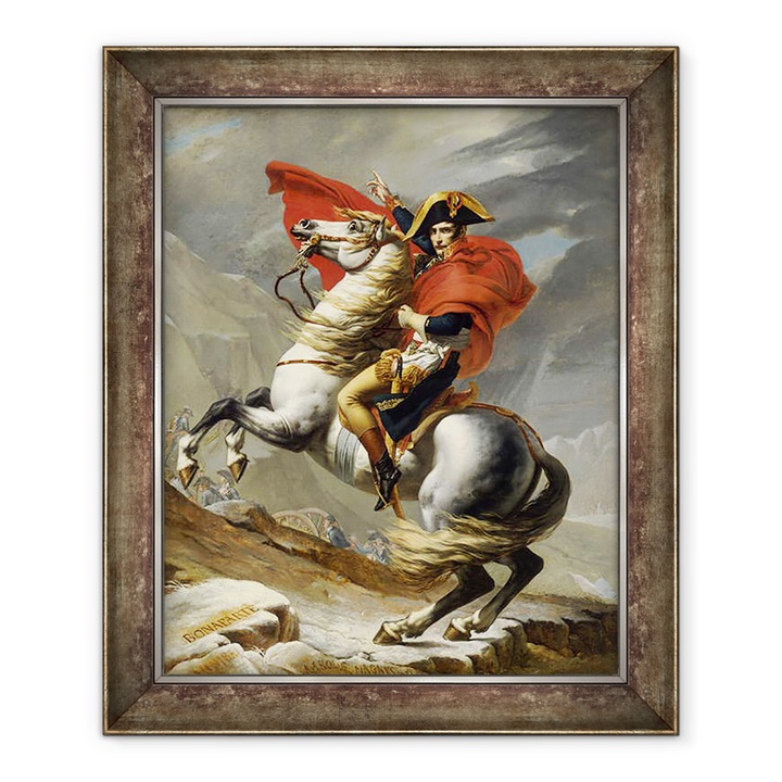 Jacques Louis David - Napóleon átkel az Alpokon I, 1800. május 20-án, keretezett kép, 70 x 85 cm