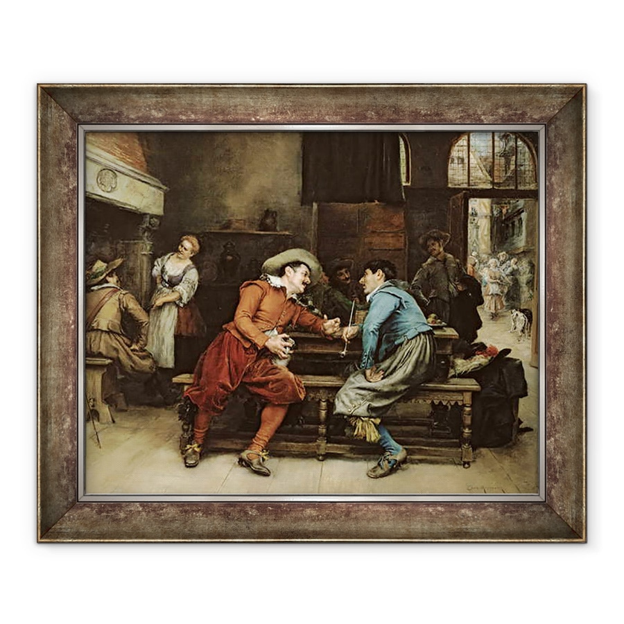 Tablou inramat - Jean Charles Meissonier - Doi barbati care vorbesc intr-o taverna, 70 x 85 cm