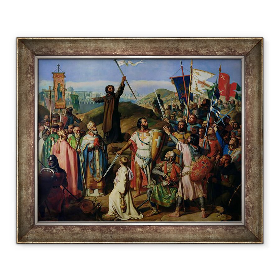 Tablou inramat - Jean Victor Schnetz - Procesiunea cruciatilor in jurul Ierusalimului, 14 iulie 1099, 70 x 85 cm