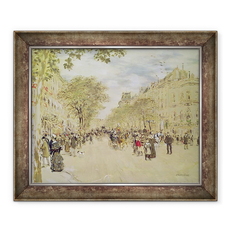 Tablou inramat - Jean Francois Raffaelli - Pavillon de Hanovre si Bulevardul Italiens, Paris, 90 x 110 cm
