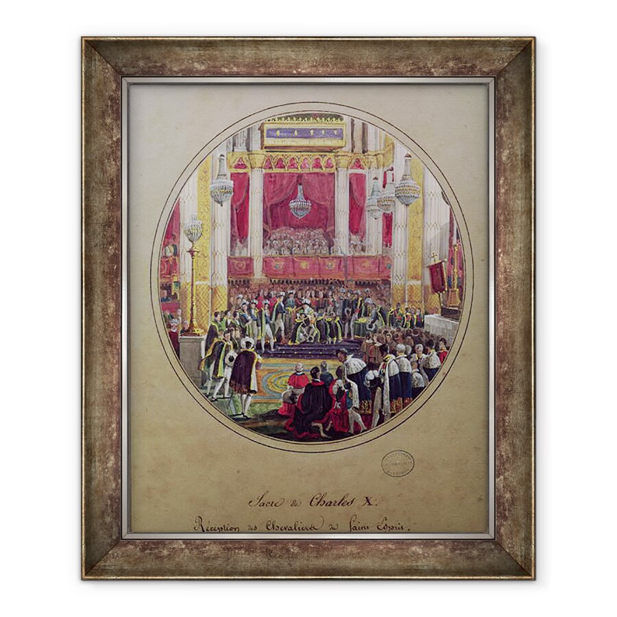 Tablou inramat - Jean-Charles Develly - Regele Carol al X-lea 1757-1836 primind Cavalerii Sfantului Esprit la Catedrala Reims la 30 mai, 70 x 85 cm