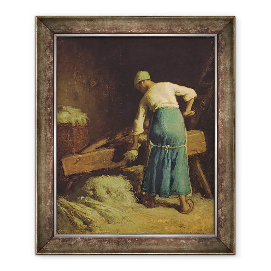 Tablou inramat - Jean-Francois Millet - Ruperea inului, 70 x 85 cm