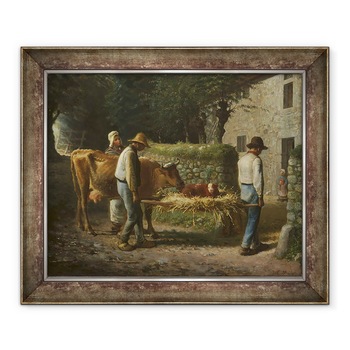 Tablou inramat - Jean-Francois Millet - taranii aduc acasa un vitel nascut pe campuri, 70 x 85 cm Tablou inramat - Jean-Francois Millet - taranii aduc acasa un vitel nascut pe campuri, 70 x 85 cm