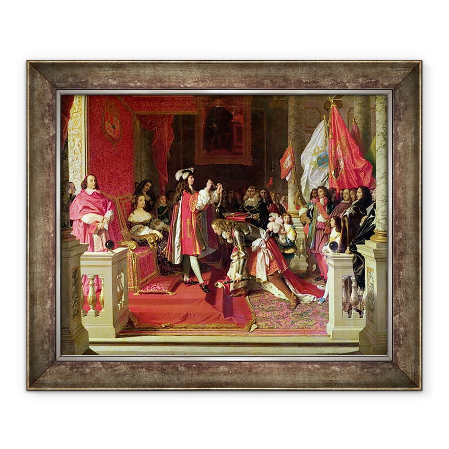 Tablou inramat - Jean Auguste Dominique Ingres - Filip al V-lea al Spaniei facandu-l pe maresalul James FitzJames, Duce de Berwick, un cavaler al Lanii de Aur dupa batalia de la Almansa, 70 x 85 cm