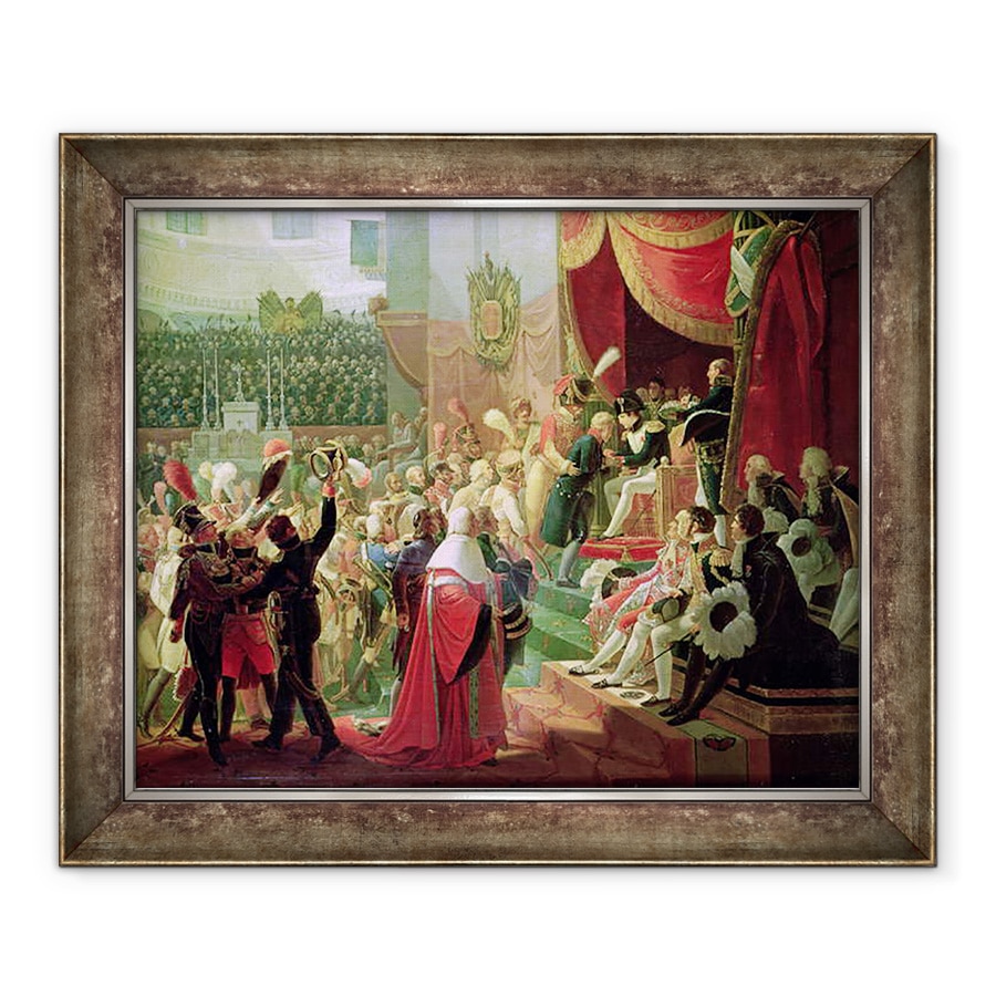 Tablou inramat - Jean Baptiste Debret - Prima Distribuire a Crucilor Legiunii de Onoare in Biserica Invalizilor, 14 iulie 1804, 70 x 85 cm